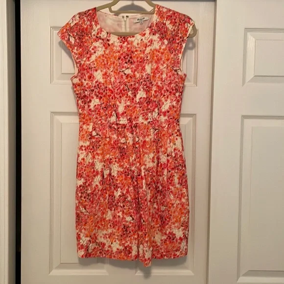 madewell orange floral dress Twist-Front Midi Dress in Floral